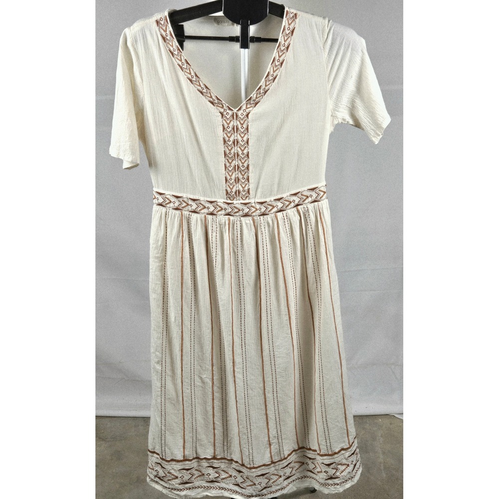 Roolee Women's Medium 100% Cotton Embroidered Boho Maxi Dress Cottagecore